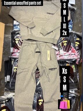 Essentials Kids Sweatpants & Hoodie Set in Heather Beige
